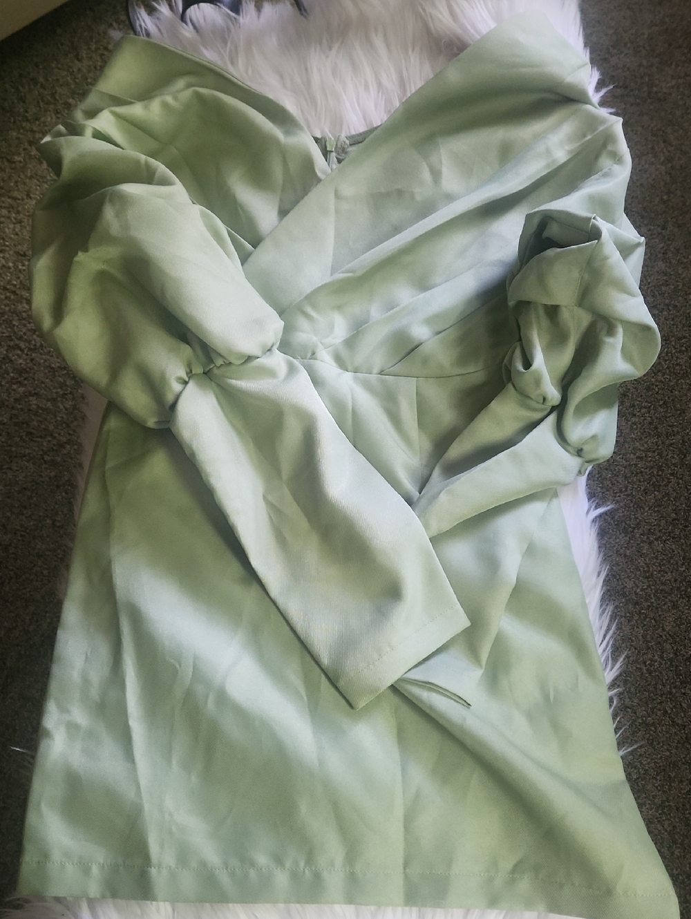 PrettyLittleThing Sage Green Mini Wrap Dress